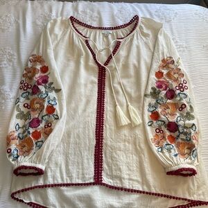 Embroidered Flowy Shirt